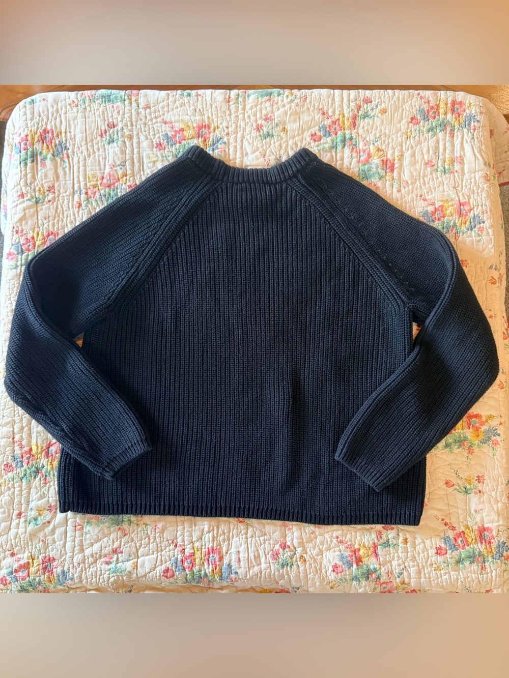 Quince 100% Organic Cotton Fisherman Crew Sweater — Black, XL - Picture 2 of 7